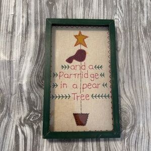 Vintage Russ Berrie framed Cross-Stitch “Partridge in a Pear Tree” Original Box